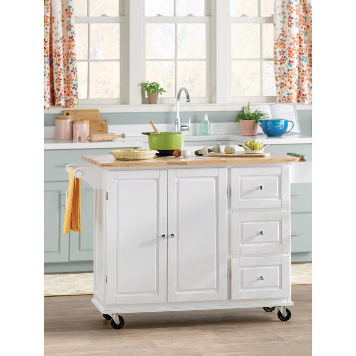 Three Posts™ Hardiman 53.75'' Wide Rolling Kitchen Cart with Solid Wood